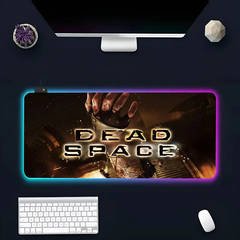 Game D-Dead S-Space s MINISO Mouse Pad RGB Gaming Mousepad LED Large Gamer Mousepads XXL Keyboard Pads Luminous Desk Mat Backlit