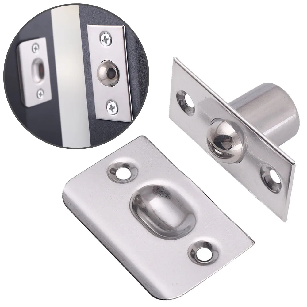 Spring Invisible Wooden Cabinet Door Beads Lock Closet Ball Catch Latch Stainless Steel Door Latches Cupboard Roller Latch Lock