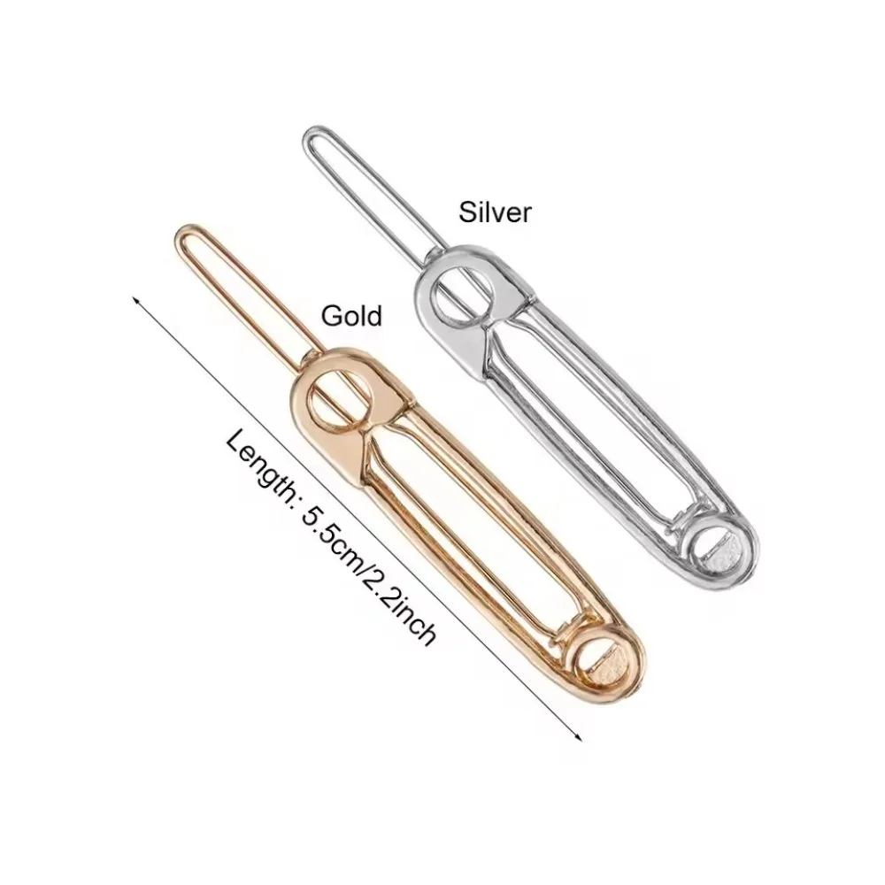 2/4PCS Fashion Gift Gold Silver Brooch Pin Shape Headress Hair Clips for Women Safety Pin Hairpins Girls Hairpin Barrettes - view 4