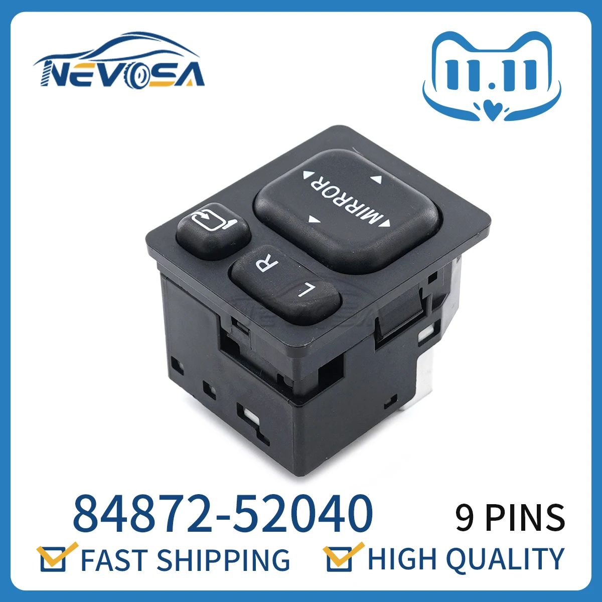 Nevosa 84872-52040 Rearview Mirror Car Control Adjustment Switch For Toyota Corolla Scion Rav4 Vios Camry 8487252040 84870-28020