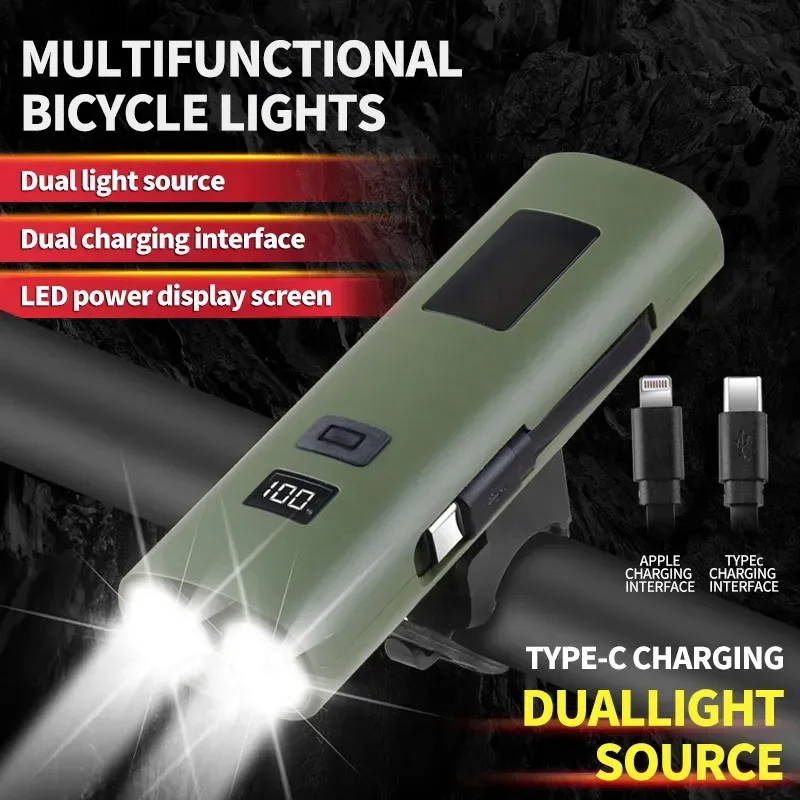 Multi-functional Power Bank LED Bicycle Light with Built-in Data Cable Strong Light for Outdoor Riding