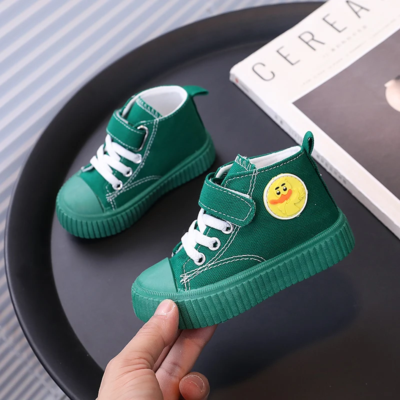 Spring and autumn new high-top children's soft-soled fashionable cloth shoes canvas shoes boys Korean version girls sneakers