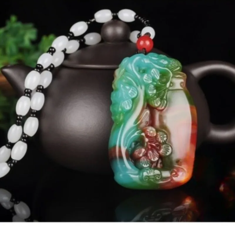 Vase Yu Pendant Colorful Yu Ping'an An Vase Colorful Yu Stone Pendant Sweater Chain