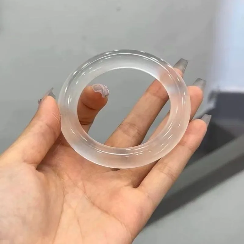 

Прозрачный браслет из натурального льда с толстой круглой полосой, браслет из кварцета и нефрита с белым лунным светом