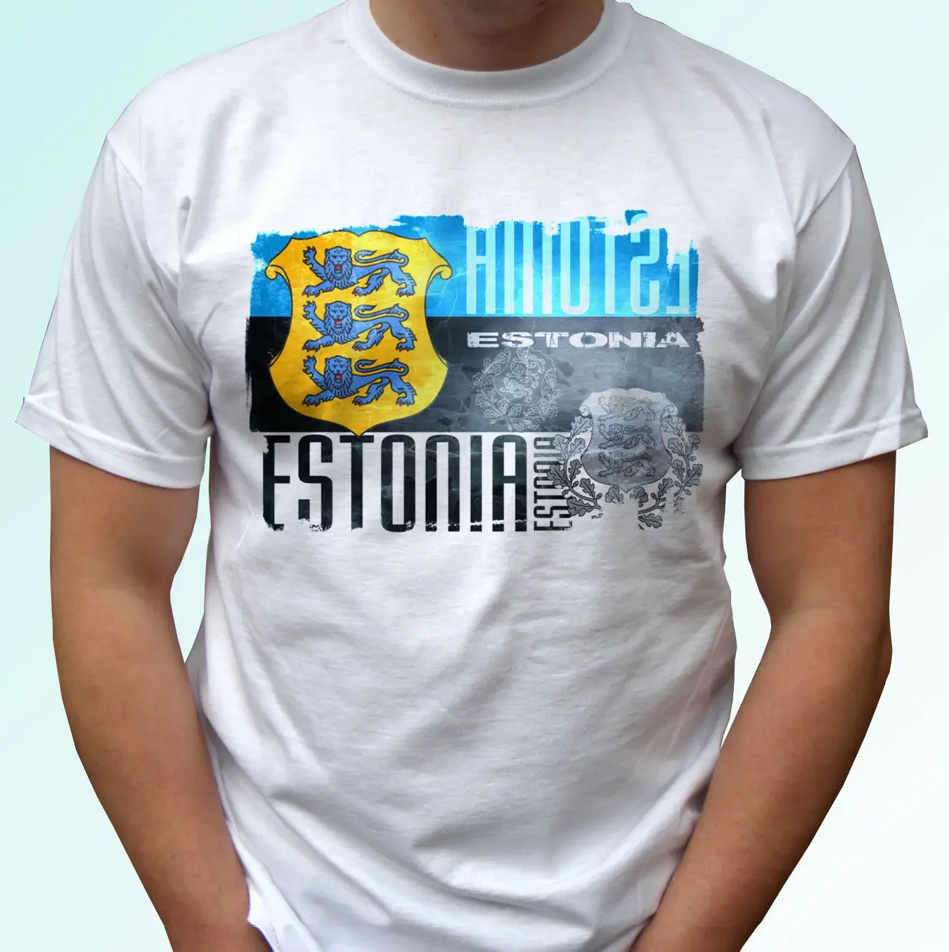 

Estonia Flag Design White T Shirt Top Modern Tee - Mens Breathable Top, Loose Casual Mens T-shirt S-3XL