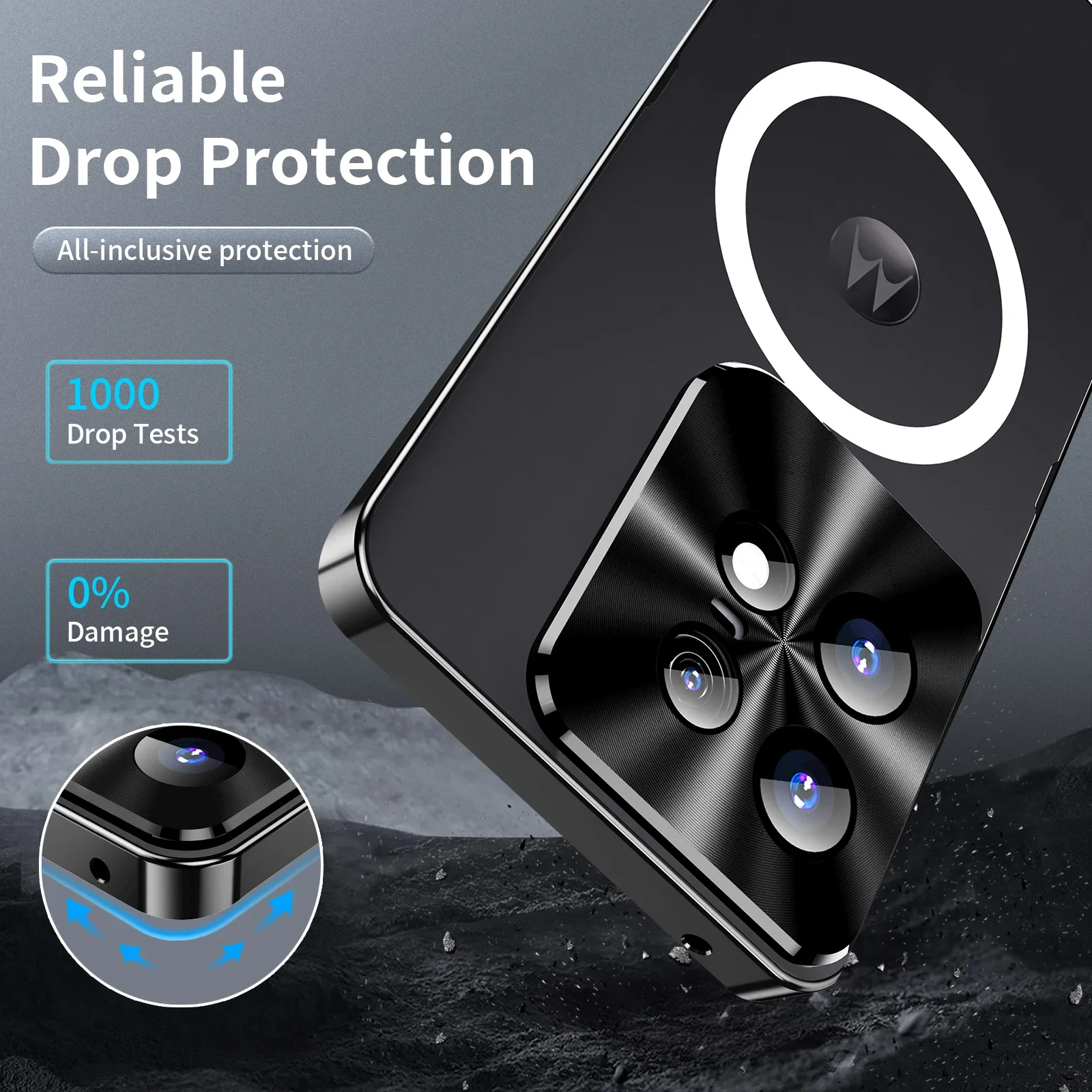 For Motorola Edge 50 Pro Case Metal Alloy Magnetic Aluminum Bumper PC Transparent Wireless Charge Cover For Moto Edge 50 Pro