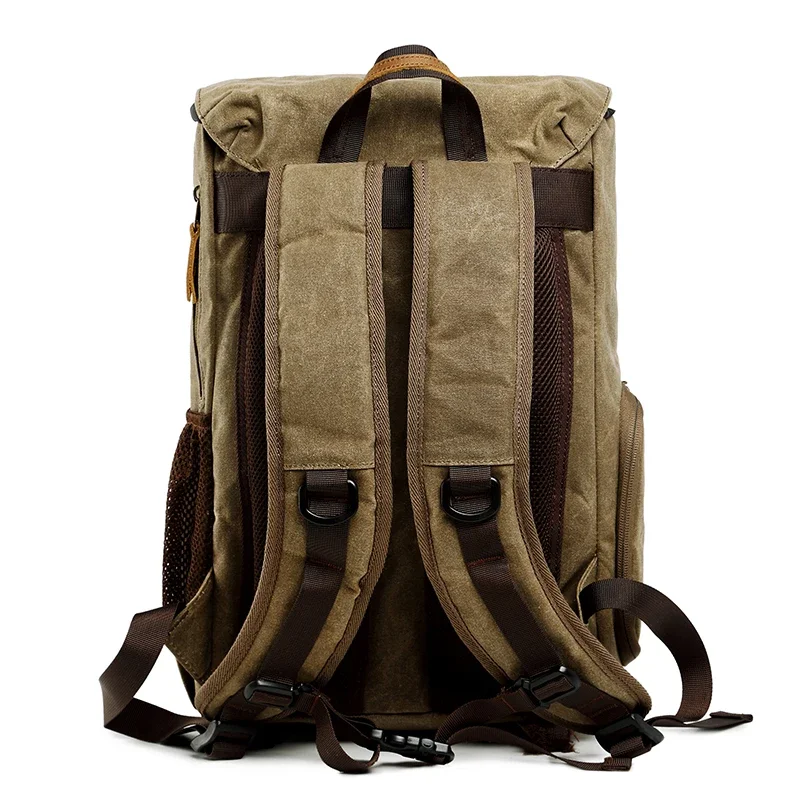 Latest 2024 model Waxed Canvas Waterproof Hiking Travel Hidden Camera Backpack Bags for DSLR Mirrorless