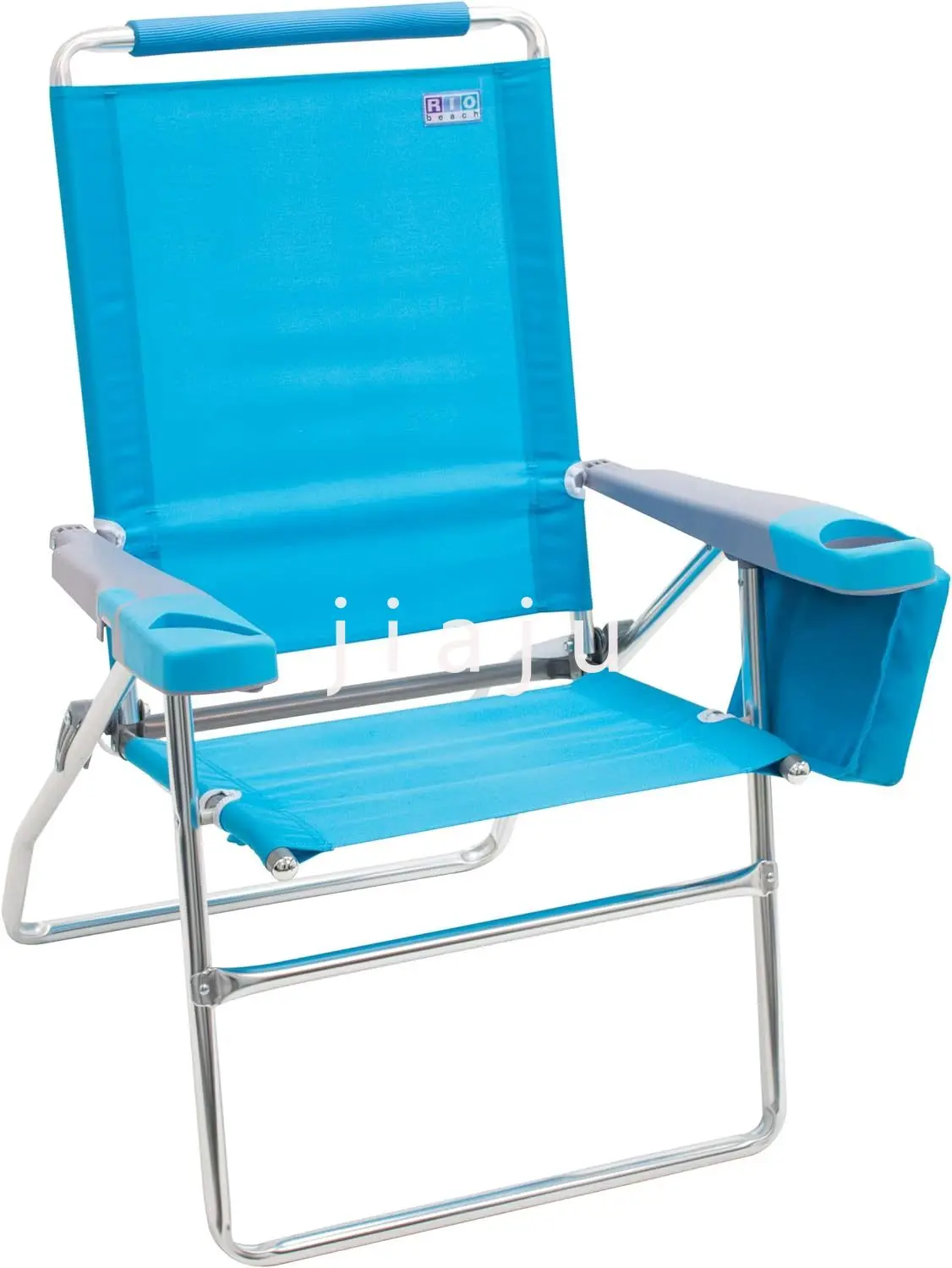 

17" Extended Height 4 Position Folding Beach Camping Lawn Chair Personal Storage Compact and Portable Customized Seating