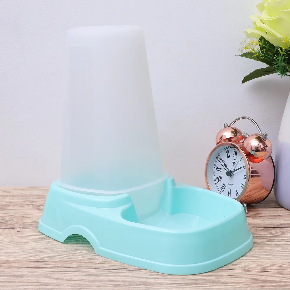 

Pet Feeder Automatic Feeding Bucket Drinking Fountain Cat Dog for Blue Food Dispenser