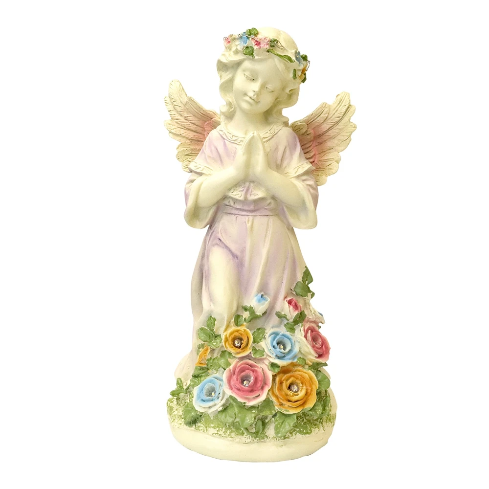 

Countryside solar angel resin handicrafts landscape courtyard garden retro luminous Desktop Decoration Figurines Statues Decor