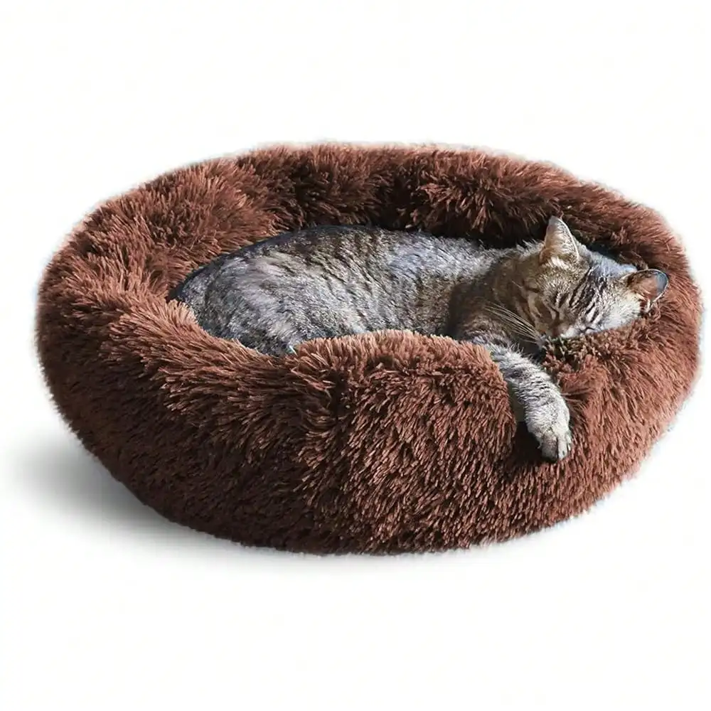 

Cat Beds For Indoor Cats Washable, Orthopedic Soft Fluffy Round Calming Pet Bed For Small To Large Kitty Kittens & Dogs