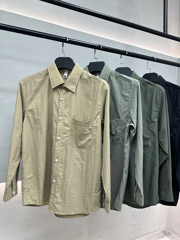 

Outdoor Lightweight Qui Dry Breathable Long Sve Casual irt Thin Outerwear Trendy Pure Color ket Spring Summer Men's