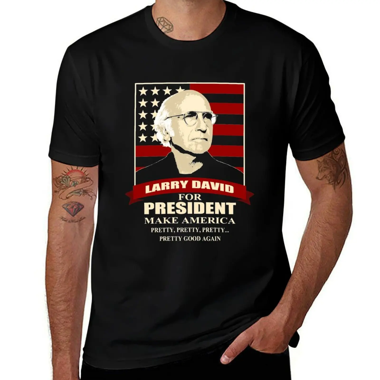 Larry David for President T-Shirt blue archive plus size tops new edition mens vintage t shirts