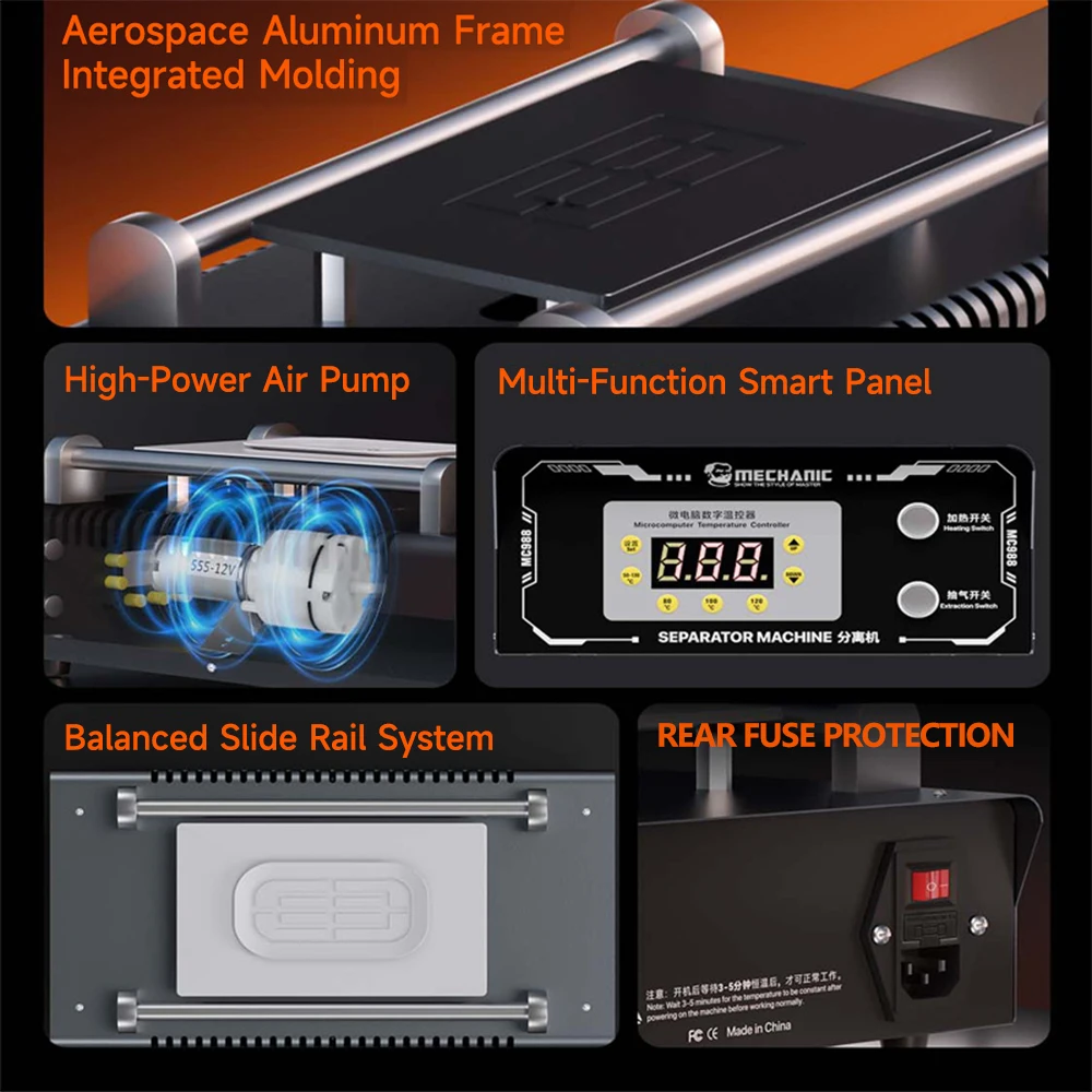 Aixun MC988 Separador de aquecimento de tela digital de alta sucção para ferramenta de separação de aquecimento de tela de reparo de celular
