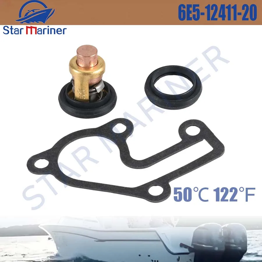 50 ℃   122 ℉   Thermostat mit Dichtung 6E5-12411-20 für Yamaha Außenbordmotor 9.9 15 PS 9.9MSH 15MSH 682-12414-A1 6E5-12411 Bootsmotorteil