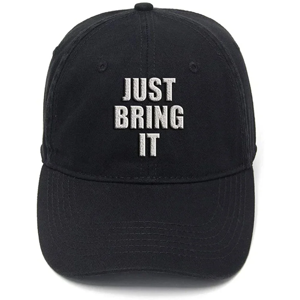 Lyprerazy Just Bring it Washed Cotton Adjustable Men Women Unisex Hip Hop Cool Flock Printing Baseball Cap