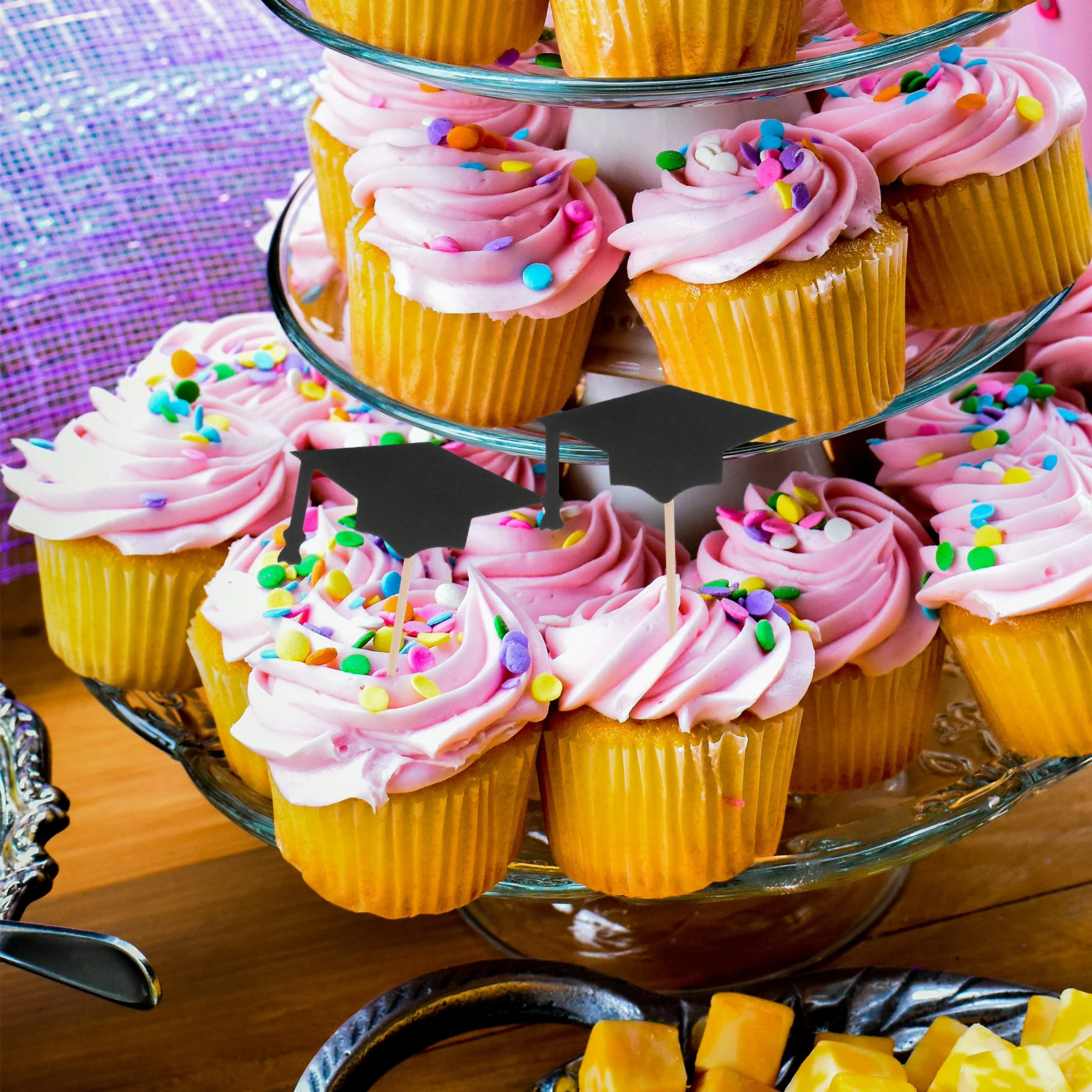 12Pcs Graduation Hat Flags Perfect Party Favors Cake Toppers Small Parts Not for Children Under 3 Cake Sign Flag