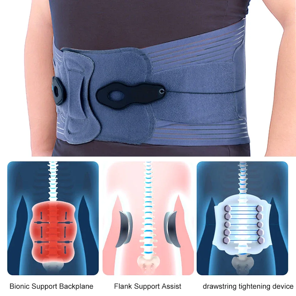 Adjustable Back Brace Lumbar Decompression Waist Sacral Orthosis Support for Sciatica Herniated Discs, With Dual-Pulley System