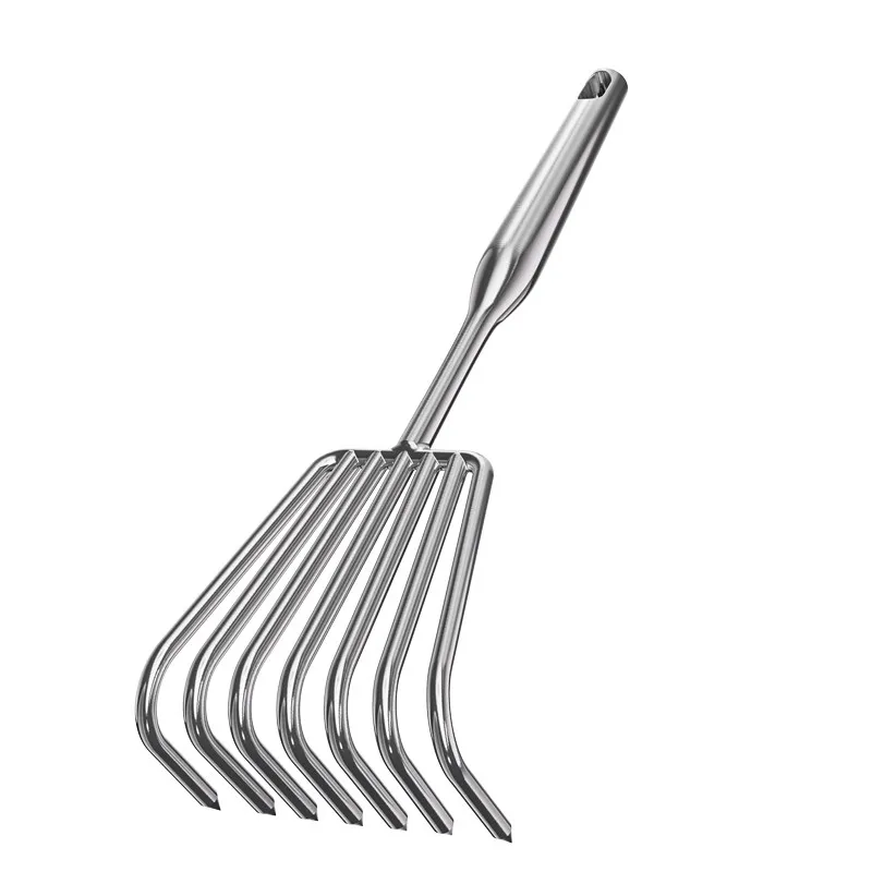 Stainless steel small rake integrated welding handle gardening multi-tooth flower planting sea garden tools