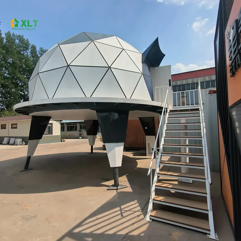 CE Certification NEW Glamping Wooden Frame Flying Saucer Dome House with Kitchen and Bathroom