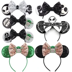 Mickey Mouse Ears Hairbands Headbands for Girls Baby Women Grogu Master Yoda Bows Hair Accessories Gifts