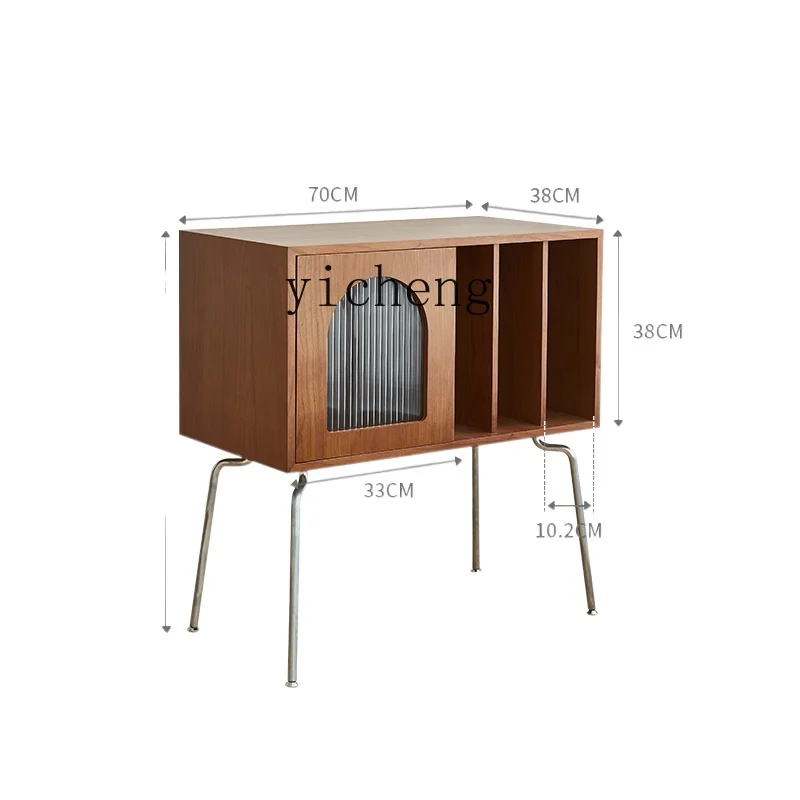 XC  Cabinet Antique Style Cherrywood Color Stainless Steel Feet Storage Single Door Books and Newspapers Locker Storage Rack