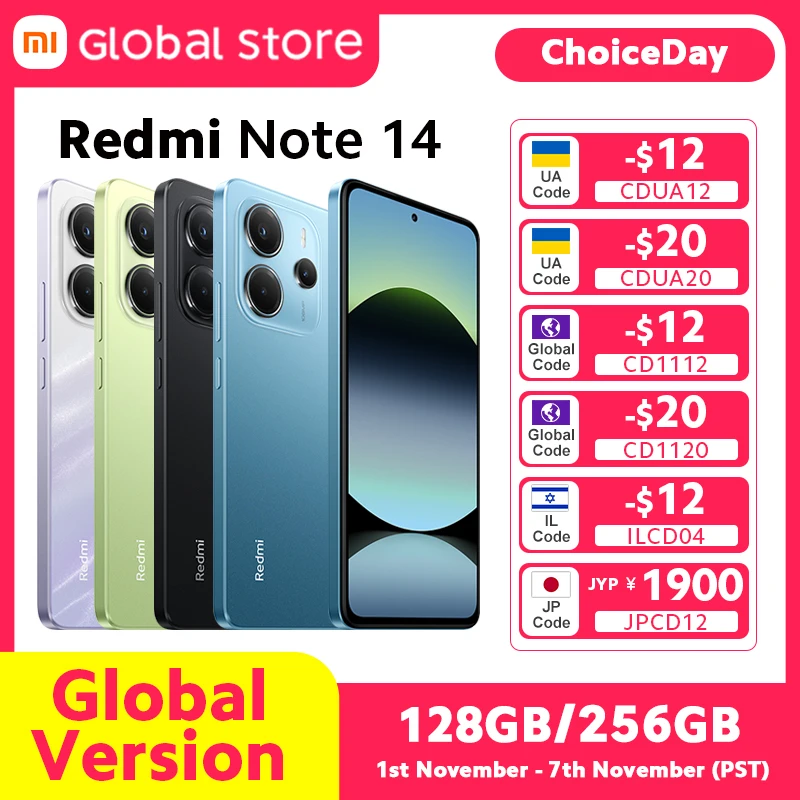 Nova versão global xiaomi redmi note 14 smartphone 128gb/256gb rom mediatek helio G99-Ultra 33w120hz amoled 108mp 5500mah