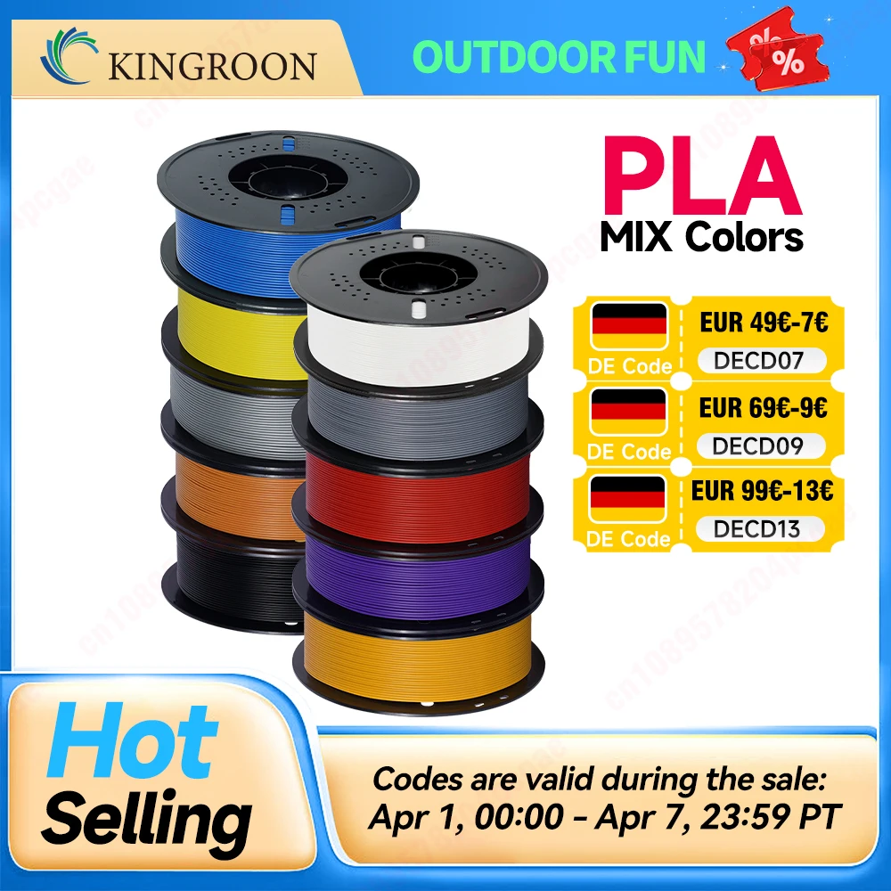 KINGROON 5/10KG PLA Filament 1.75mm Eco-Friendly Good Toughness Printing Filaments For FDM 3D Printers Material Free Shipping