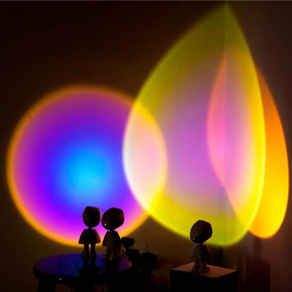 Sunset Projection Lamp 360 Degree Rotation USB Rainbow Lamps Home Bar Decor