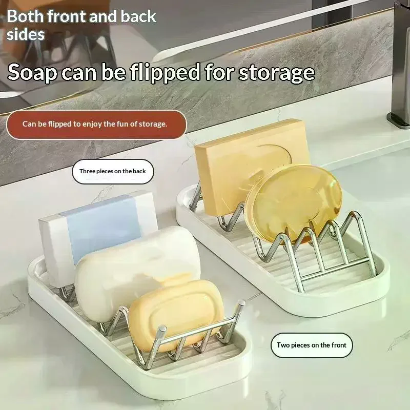 [MA]3 Grids Stainless Steel Soap Rack Student Dormitory Soap Moisture-proof And Waterproof Sink Storage Rack Household[MA]