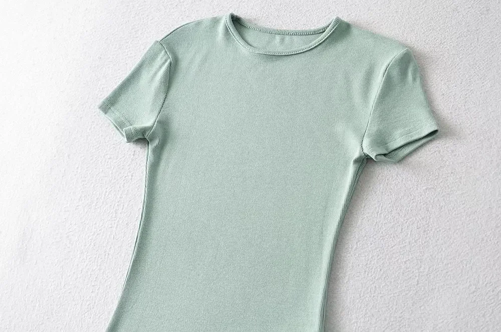 Tute estive lavorate a maglia a costine con scollo a V a maniche corte da donna Tute elastiche slim nere bianche