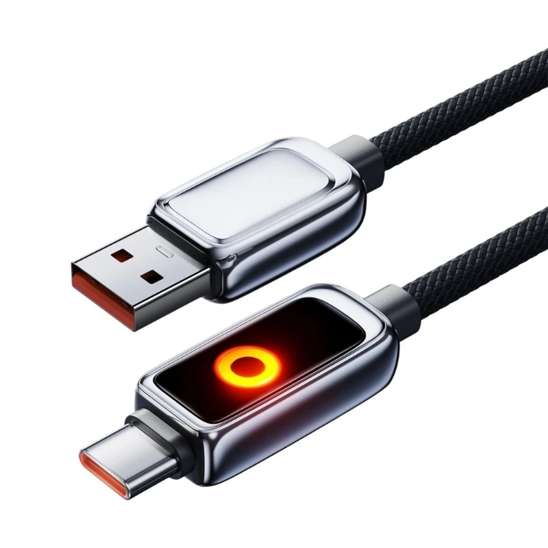 Travel Cord Fabric Sleeve Power Cable with Auto Shut-off for USB C Devices Y4QF