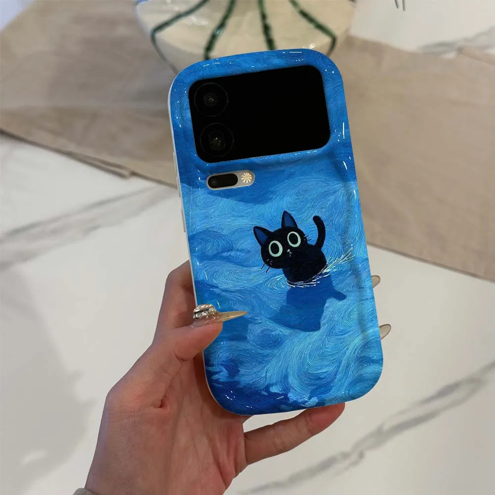 Cartoon Orange Cat Grass Phone Case For Xiaomi Mi 11 11i 11X 12T 17 15 NE Pro Lite Max Wave Oil Film view 3