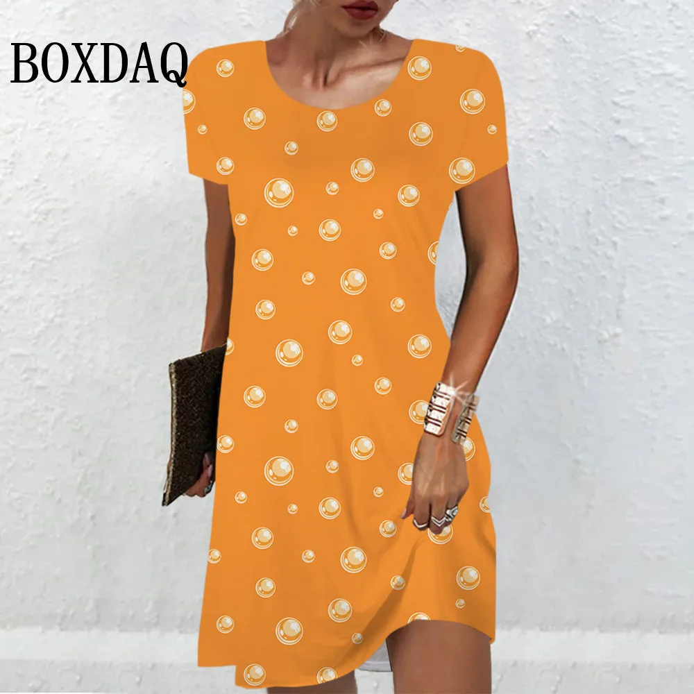 

Summer Elegant Casual Holiday Vestidos Women Polka Dots Printed Dress Short Sleeve Ladies Sweet Loose A-Line Dress Sundress 2024