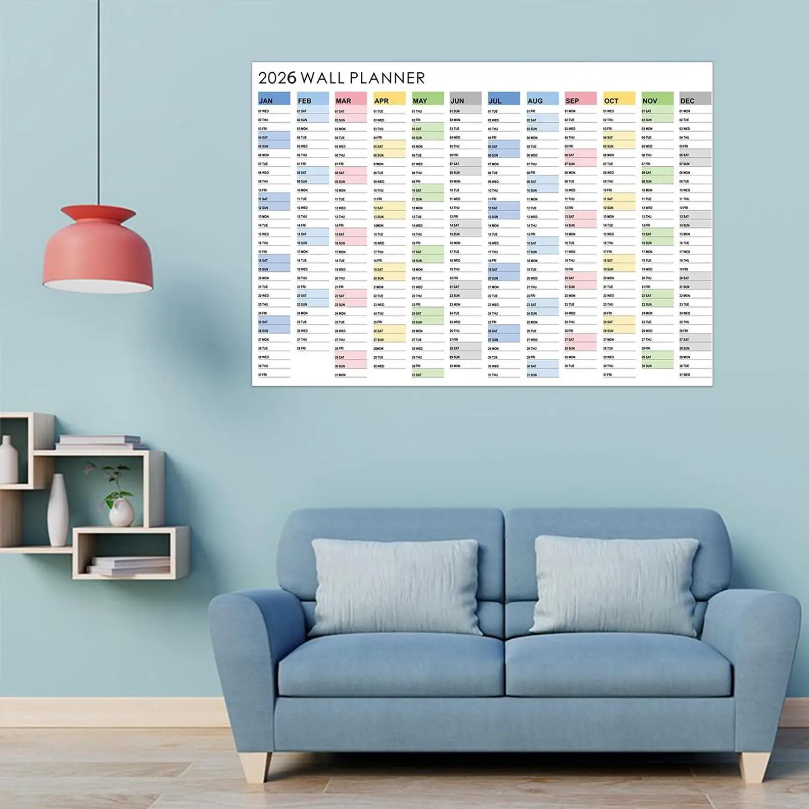 Large Wall Calendar Big 12 Month 2026 Wall Planner Calendar Aesthetic Planner Home Decor for Housework Study Tasks Living Room