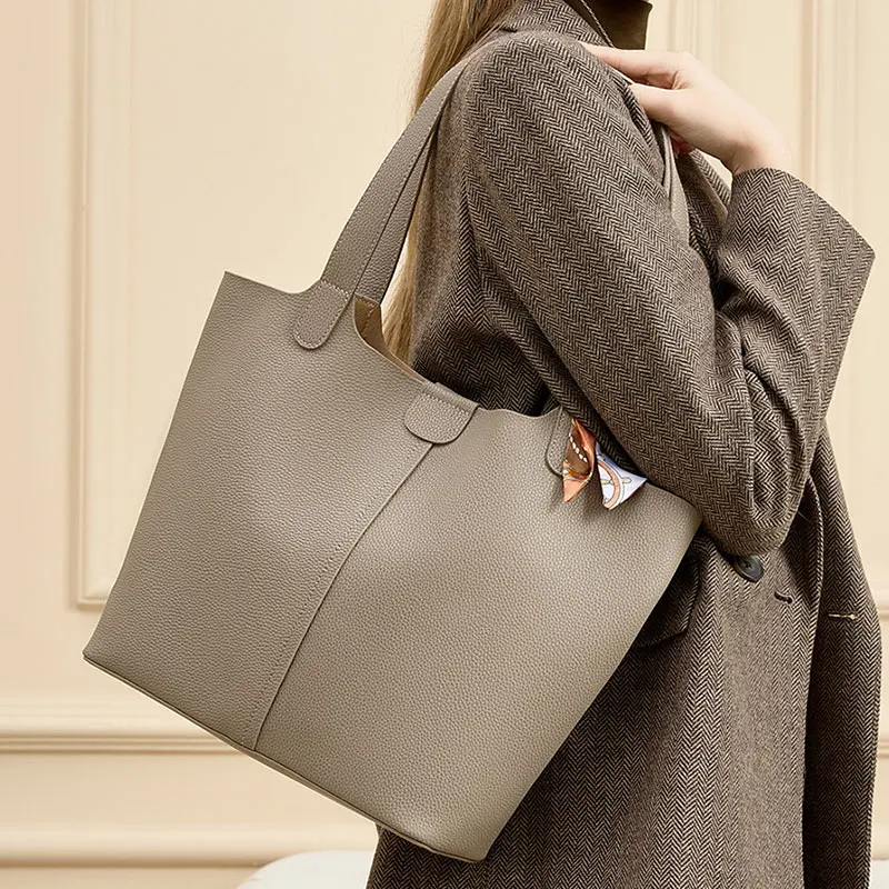 

Women's Tote Bag Genuine Leather Luxury Designer Shoulder Bag for Women Large Capacity High Quality Cow Leather Female Handbag