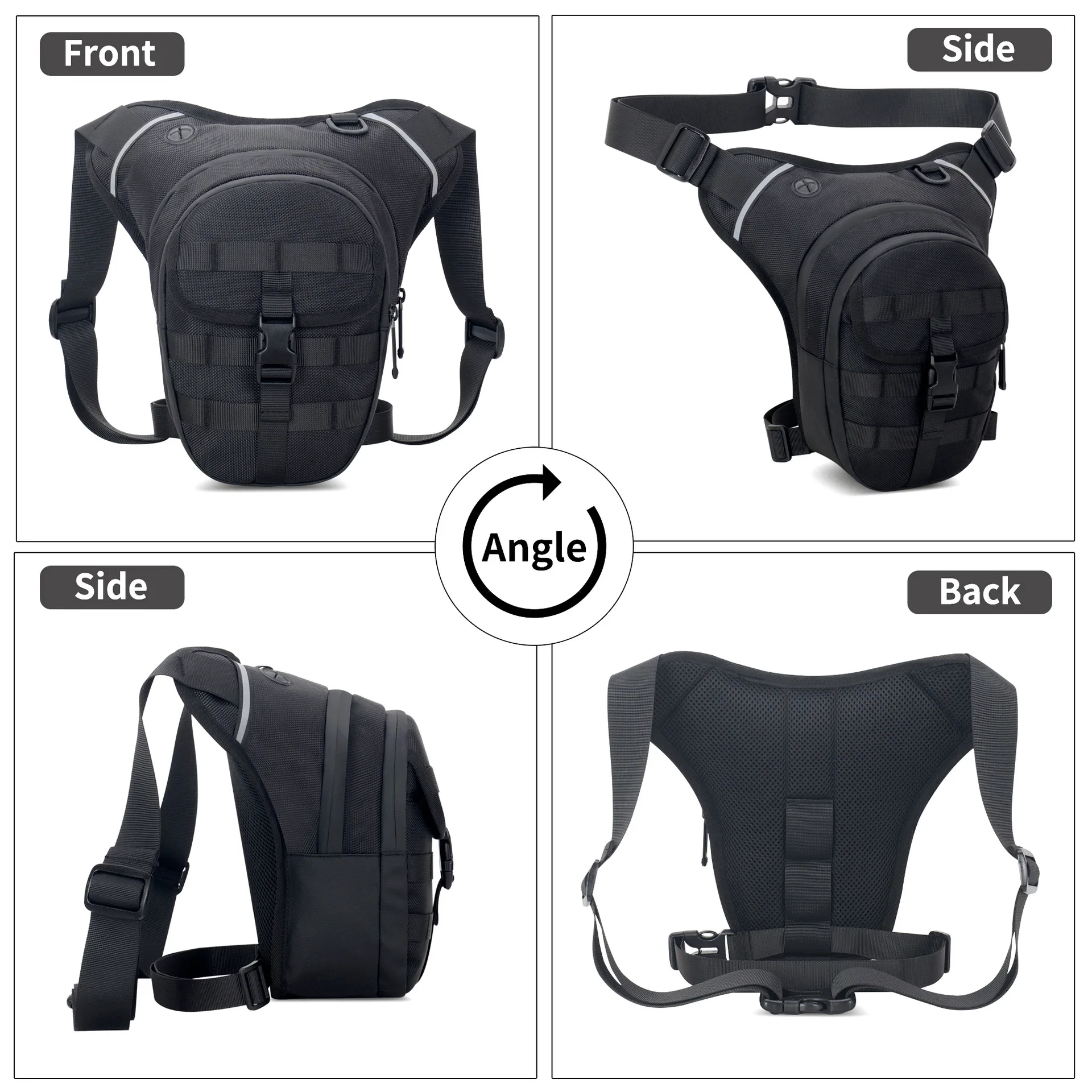 Wear-resistant Oxford fabric multi-functional waist bag, large-capacity waterproof cycling leg bag, men's tactical waist bag
