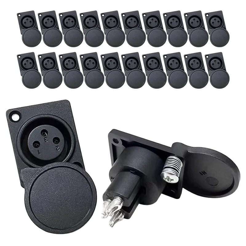 

5/20PCS 3Pins XLR Connector Audio/Video panel mount Dustproof Charging Port Microphone XLR female socket with protecting cover