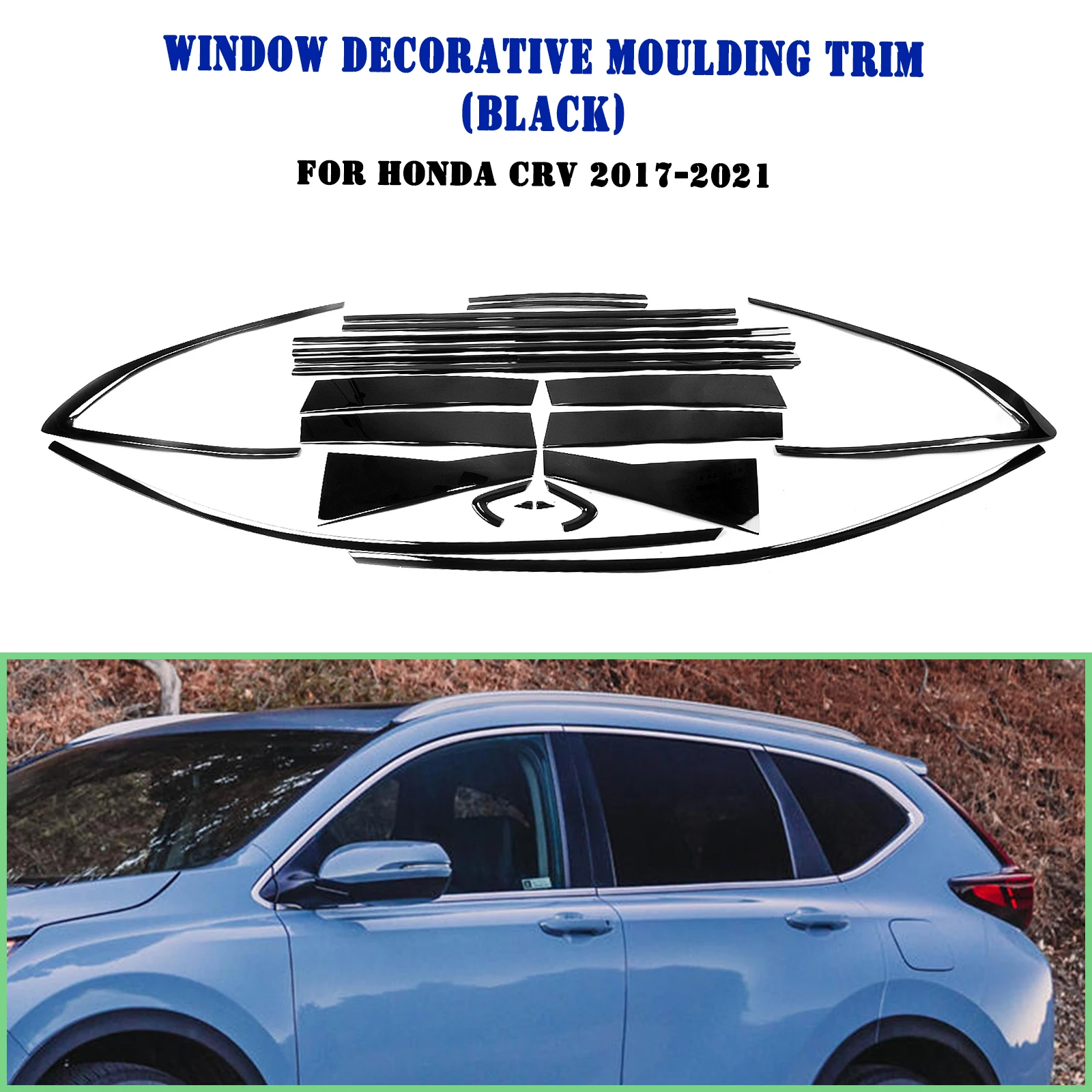 For Honda CRV CR-V 2017-2021 Exterior Window Trim Strip Titanium Black Door Waterproof Seal Shade Moulding Decorative