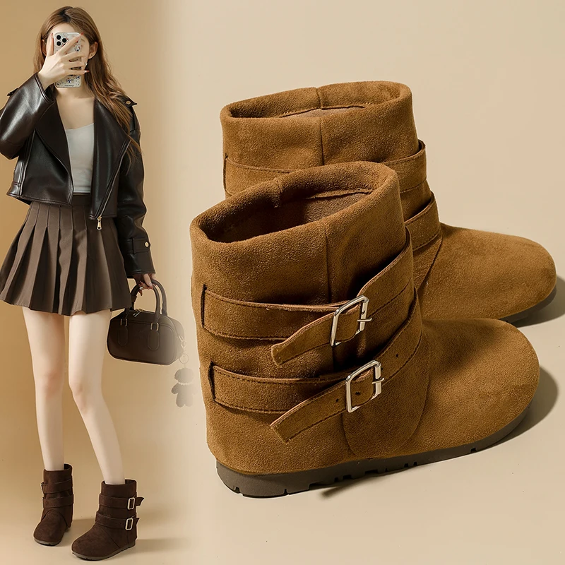 

Bocken ankle boots, mid-calf boots, vintage casual versatile slimming dual-wear studded boots, F762