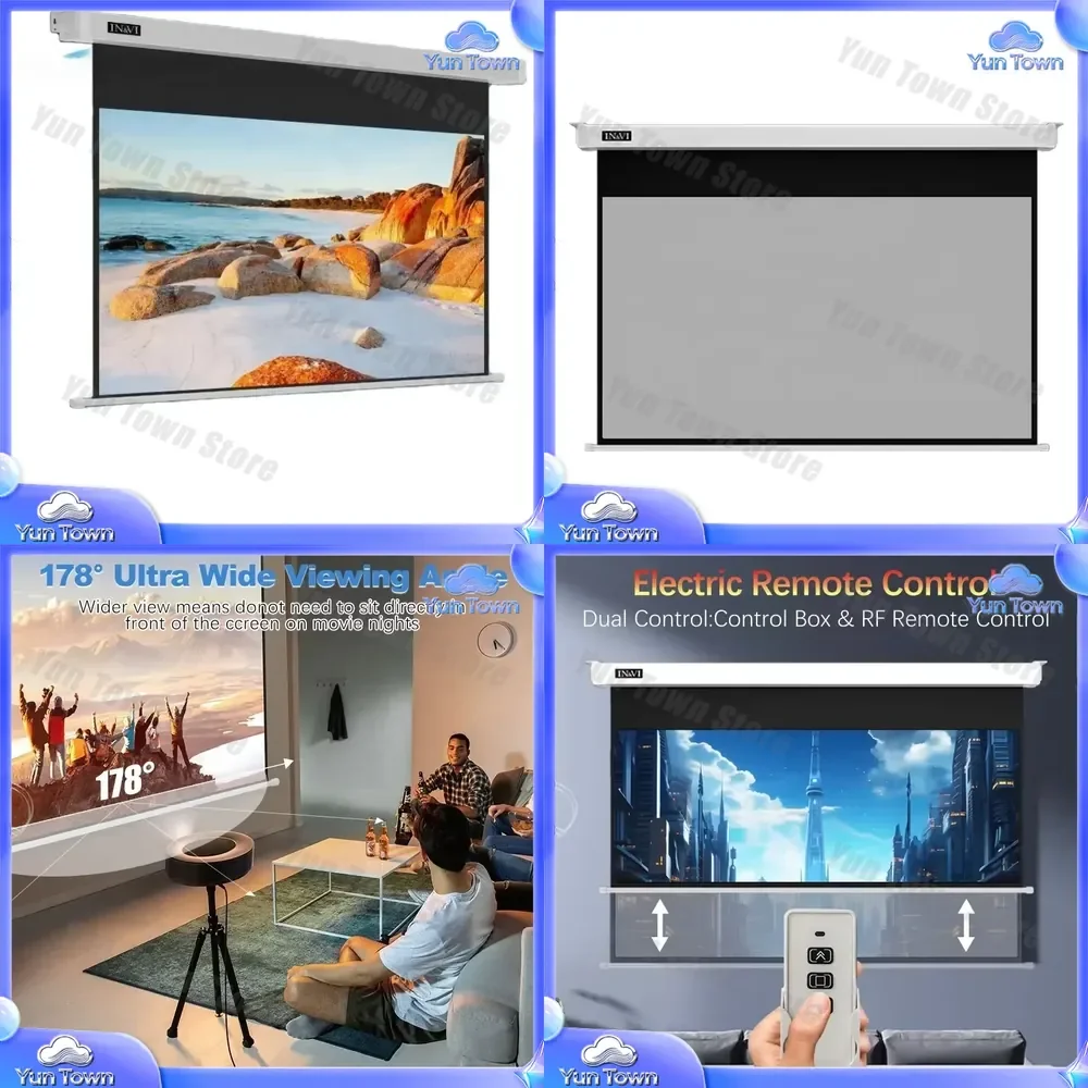 for Home Theater Projector Screens 72 84 100 120 150 Inch 4K HD ALR Motorized Projection Screen for Living Room Bedroom