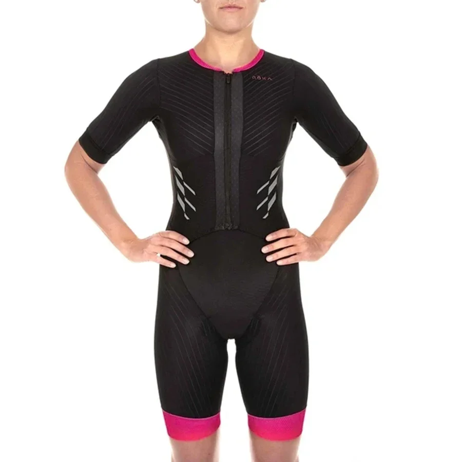 Roka Dames Trisuit Triatlon Badhuid Zomer Racefiets Mtb Pro Team Wielerjumpsuit Hardloopsnelheid Race-Uitrusting Met Korte Mouwen