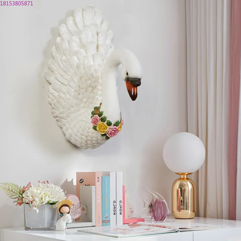 New swan wall hanging Nordic style modern home wall decoration pendant three-dimensional animal resin process