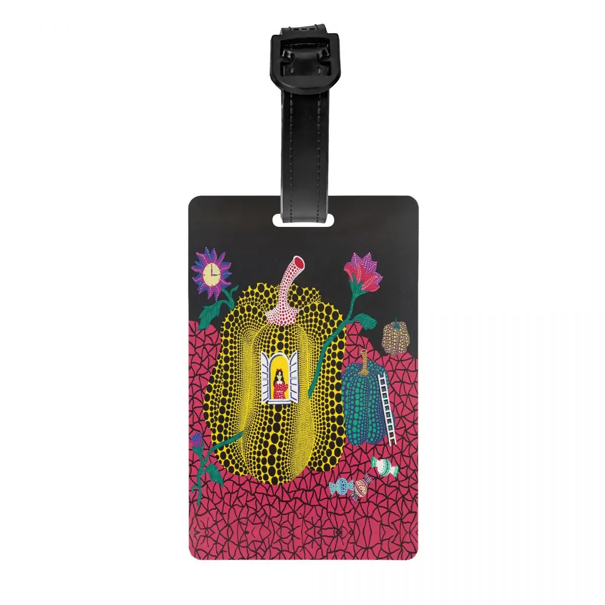 Custom Yayoi Kusama Abstract Painting Luggage Tag Privacy Protection Baggage Tags Travel Bag Labels Suitcase