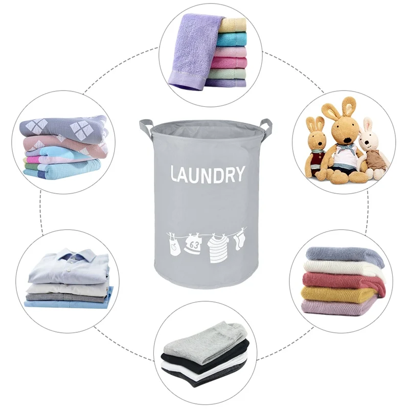 35cmx45cm Folding Drawstring Port Dirty Clothes Laundry Basket for Toy Clothing Storage Bucket Laundry Organizer