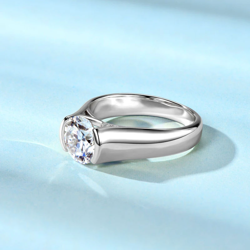 Rrjzz 6,5 mm Solitär-Ring mit rundem Schliff und D-Farbe, Moissanit-Verlobungsring, funkelnder Versprechen-Ehering für Frauen, GRA-Schmuckgeschenke – Detail 2