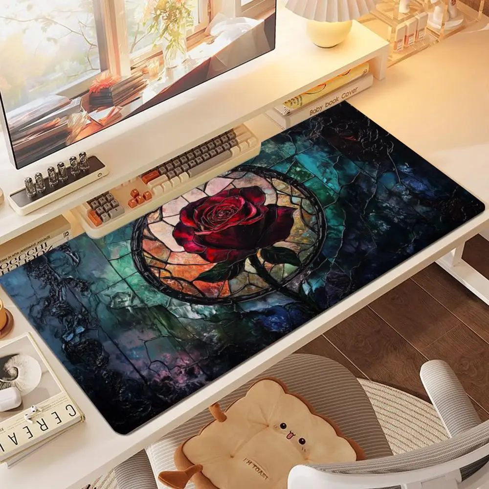 

Rose mouse pad, small anti slip rubber base, computer office keyboard, PC accessories, portable desk pads