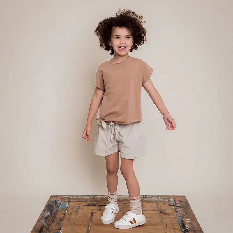 BONNIE-Camisas de manga comprida e calças para bebês meninos e meninas, roupas infantis de verão, cores doces, camisetas curtas, shorts, outono
