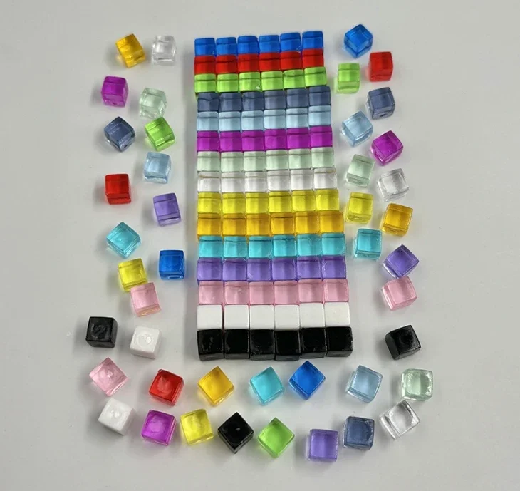 100Pcs/Set 8mm Transparent Square Corner Cube Colorful Crystal Clear Color Dice Chess Piece Right Angle For Board Game