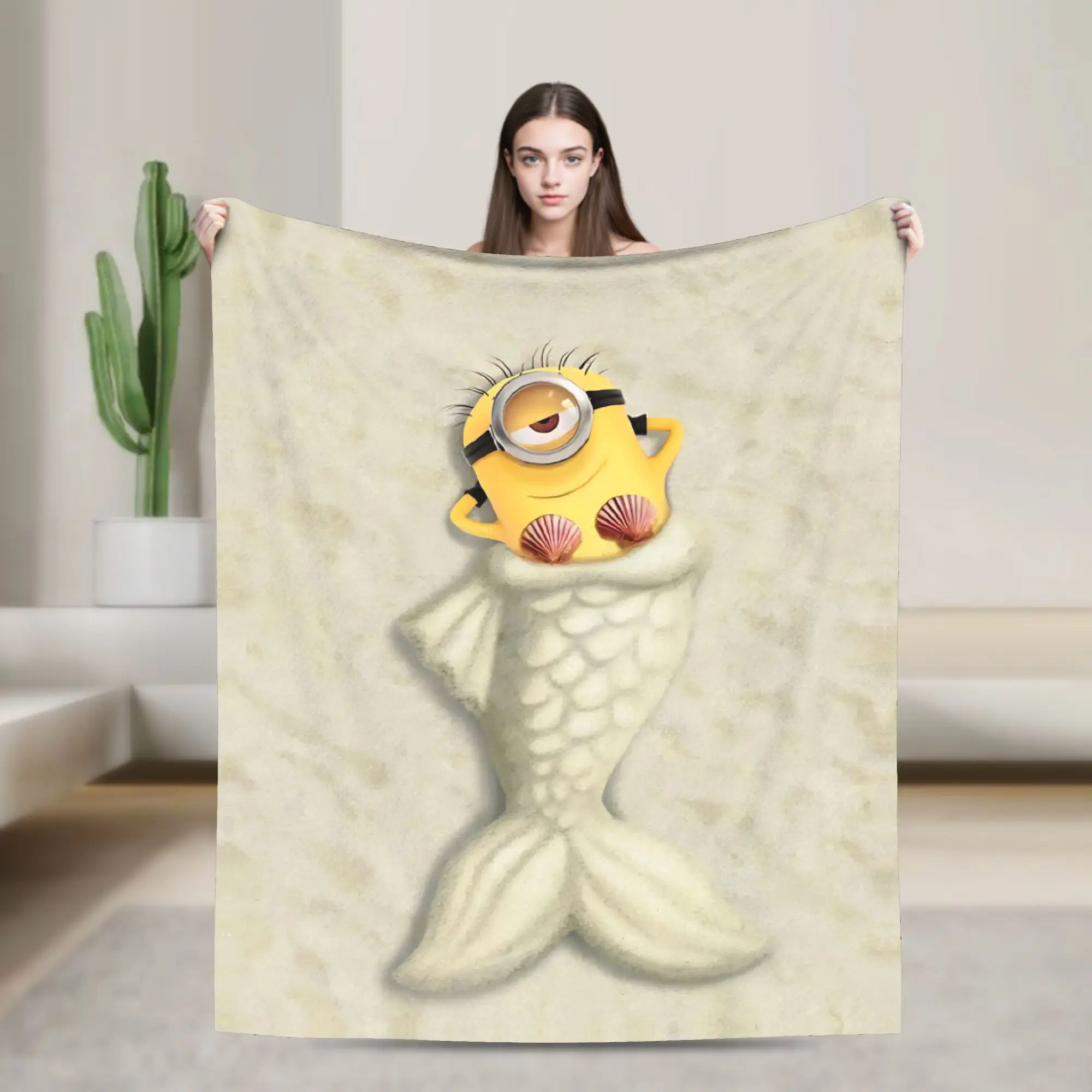 

Mermaid M-Minions Flannel Blanket Winter Soft Throw Blanket for Child Couch Chair Novelty Bedspread Sofa Bed Cover